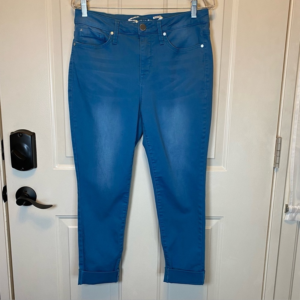Seven7 Mid Rise Ankle Skinny Blue Jeans, Sz 10 EUC